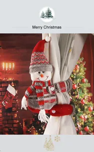 Snowman curtain tieback doll for festive Christmas home and hotel decoration