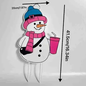 Pieu de jardin bonhomme de neige décor de Noël extérieur, dimensions 41,5 x 20 cm