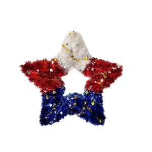 Couronne étoilée en guirlande tricolore bleu blanc rouge pour décoration de fête