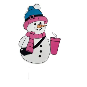 Piquet de jardin bonhomme de neige en fer pour décoration de Noël extérieure