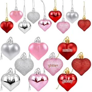 Ornamenti a Forma di Cuore Galvanizzati per Albero di Natale San Valentino Matrimonio Festa Decorazioni Sospese Palline Opache Lucide Brillantini