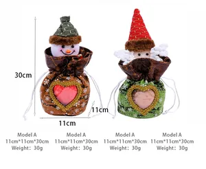 Dimensions et poids détaillés pour les sacs cadeaux de Noël bonhomme de neige et ange
