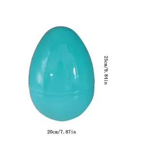 Medidas detalladas de la gran cáscara de huevo de Pascua azul que se abre