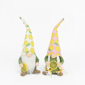 Summer Lemon Faceless Gnome Plush Ornament Handmade Spring Dwarf Doll American Country Home Decor Tiered Tray Tabletop Decoration
