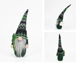 Detailed views of a St. Patrick's Day gnome doll with green clover from multiple angles