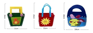 Handmade DIY felt craft bag kit for children featuring cartoon duck sun and bear patterns