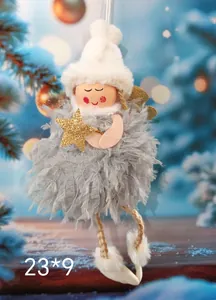 Suspension ange de Noël en peluche avec étoile dorée, dimensions 23x9cm décoration sapin