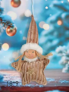 Adorable plush Christmas angel doll ornament with star body and 18x9 cm size indication