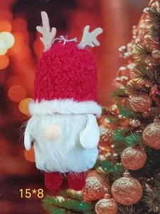 Gnomo de Navidad hecho a mano para colgar con astas de reno y gorro rojo, tamaño de 15x8 cm