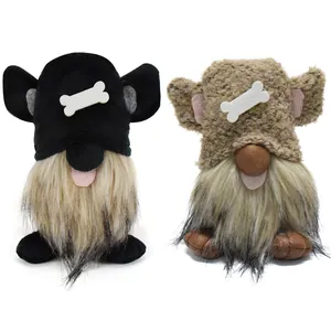 Dog Theme Plush Gnome Doll Cute Bone Ornament Handmade Polyester Dwarf For Home Decoration Puppy Gnome Gifts