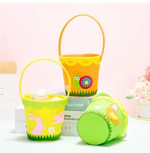 Cesti pasquali in feltro colorato con simpatiche applicazioni di animali per regali