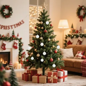 Σετ 24 λευκές χριστουγεννιάτικες μπάλες 3εκ DIY κρεμασμένες σε ένα γιορτινό στολισμένο δέντρο