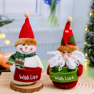 Christmas Decoration Santa Claus Snowman Plush Doll Hanging Ornament With Wish List Pocket For Festive Home Party Layout Decor