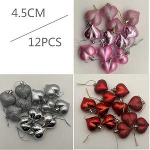 Electroplated Plastic Heart Pendants Valentines Day Hanging Ornaments For Festive Home Decor Romantic Party Decoration Heart Shaped Accessories