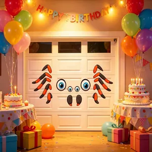 Cartoon spider monster eye garage door stickers for Halloween birthday party decor