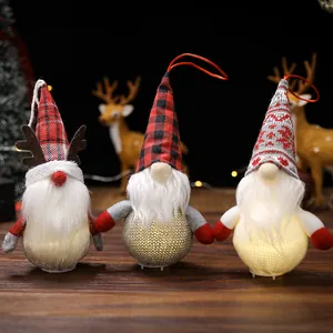 Led Leuchtende Weihnachten Wichtel Hängende Ornament Stoff Waldmann Puppe Plüsch Weihnachtsmann Gesichtslose Figur Für Weihnachtsbaum Deko