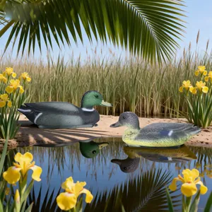 Paar realistische eend-tuinornamenten voor vijver- en tuinlandschapsarchitectuur