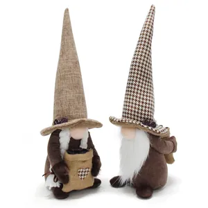 Decoración de Gnomo de Navidad de Peluche con Tema de Café Hecho a Mano Muñeca sin Rostro Adorno de Bar de Café Figurita de Tomte Escandinavo