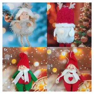 Lindo Colgante de Muñeco de Navidad Tela No Tejida Papá Noel Reno Gnomo Ángel Adorno Para Árbol de Navidad Hogar Fiesta Decoración Regalo