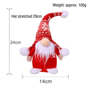 Bambola di gnomo di Natale fatta a mano con cappello rosso e barba bianca 24cm