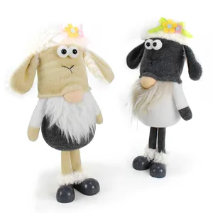 Par de lindos gnomos oveja de peluche con patas largas para decoración de Pascua