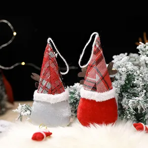 Ornements de gnomes sans visage à carreaux de Noël pour décoration de sapin et maison