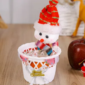 Süßer Weihnachts-Schneemann-Geschenkkorb für Feiertagsäpfel und Süßigkeitenbeutel