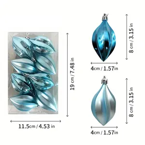 Detailed light blue starfruit Christmas ornaments set with dimensions in cm and inches