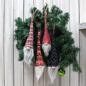 Gnome de Noël en Tricot Nordique Poupée sans Visage Rudolph Ornements Suspendus Polyester Décorations Festives Pour La Maison Fête