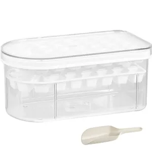 Household Press Type Ice Cube Mold With Storage Box And Lid White Plastic Quick Release Ice Tray Easy Demolding Ice Maker