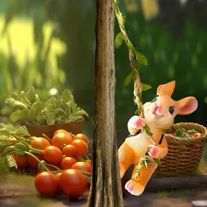 Simpatica statua da giardino con coniglio rampicante appesa per decorazione esterna