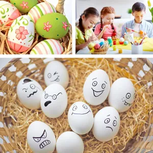 Decorative DIY white Easter eggs for painting and creative school craft activities