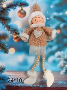Adorable figurine d'ange de Noël en peluche pour décoration de sapin, 24x10cm