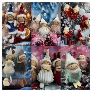 Handgemachte Weihnachtsbaum Engel Puppe Ornamente Plüsch Schneemann Zwerg Hängende Dekorationen Für Urlaub Haus Dekoration
