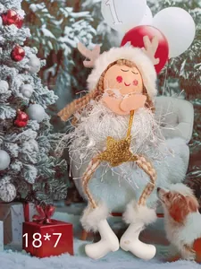 Handmade wool felt angel girl Christmas ornament with reindeer antlers