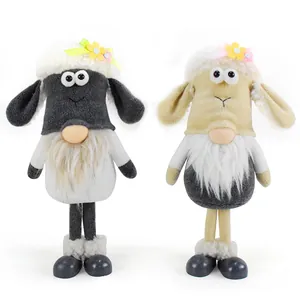 Gnomo de Cordero de Pascua Peluche Muñeca sin Rostro de Piernas Largas Figura de Oveja Adorno de Primavera Decoración de Fiesta
