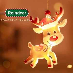 Detail view of LED Reindeer Christmas hanging ornament with dimensions 7.6cm by 11.8cm