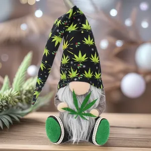 Gnomo di Peluche con Motivo a Foglia Verde Ornamento Rudolf con Cappello Lungo Pendente Elfo Nano Senza Volto per Decorazione Casa Festa Regalo