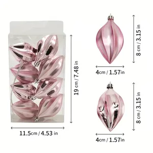 Technical dimensions for pink star-shaped Christmas tree hanging ornaments set