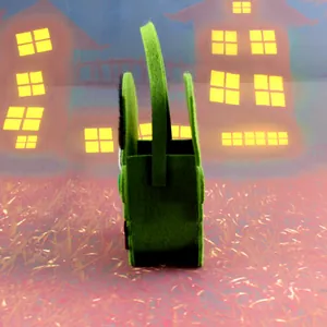 Groene vilten Halloween monster snoepzak met handvat voor feestelijke decoraties