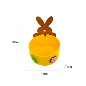 Felt Easter bunny storage basket with dimensions 20cm height and 16cm width for candy gift