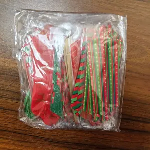 Pack of assorted colorful Christmas pull bow ribbons for gift box decoration in clear bag