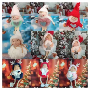 Plüsch Weihnachtsfigur Anhänger Skifahrer Engel Rentier Schneemann Plüschball Puppe Weihnachtsbaum Dekoration Weihnachtsgeschenk