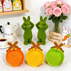 Easter Felt Bunny Basket For Egg Storage Cartoon Rabbit Candy Bowl Festival Table Decoration Holiday Ornament
