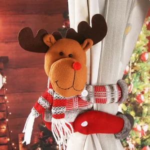 Creative Christmas reindeer plush curtain tieback for festive home and window decoration