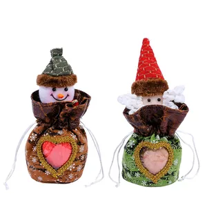 Lot de deux sacs cadeaux de Noël avec figurines bonhomme de neige et ange