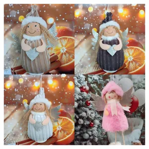 Set of four plush Christmas angel ornaments for festive holiday tree decoration