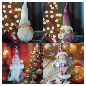 Creative set of cute Christmas plush angel ornaments and gnomes for tree decoration