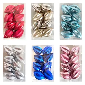 Various starfruit shaped Christmas tree hanging ornaments in six metallic colors