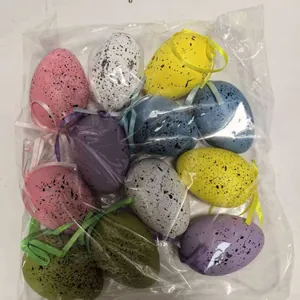 Set of 12 speckled plastic Easter eggs in a transparent bag for party decor